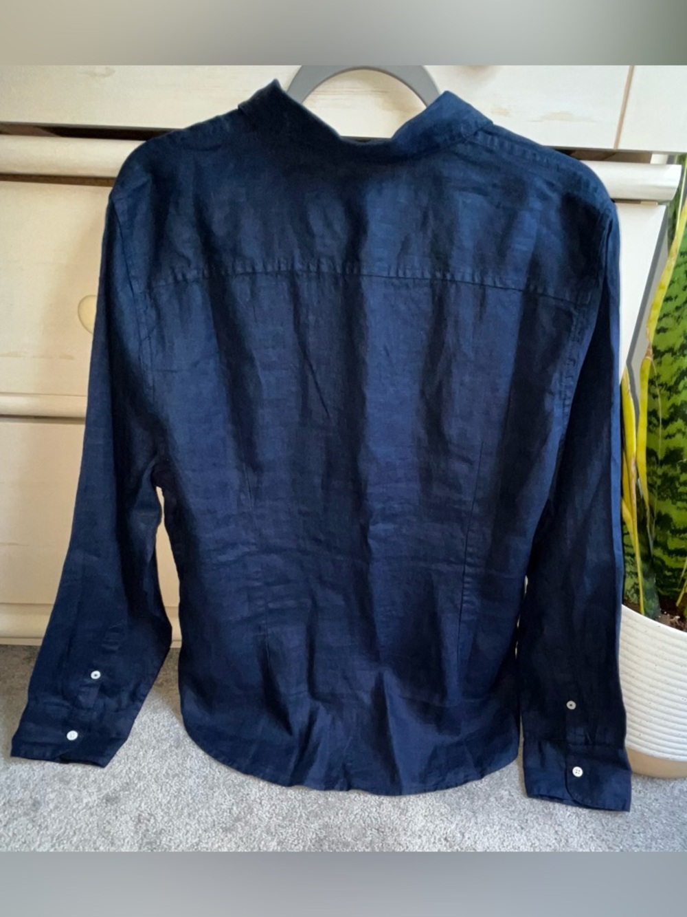 NWOT J CREW BAIRD McNutt Irish Linen Navy L/S Shirt 16 - Picture 5 of 7
